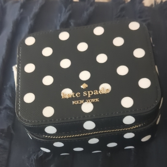 Kate Spade Black Polka Dot Jewelry Box Travel Storage Case w/ Original Box - Picture 5 of 6